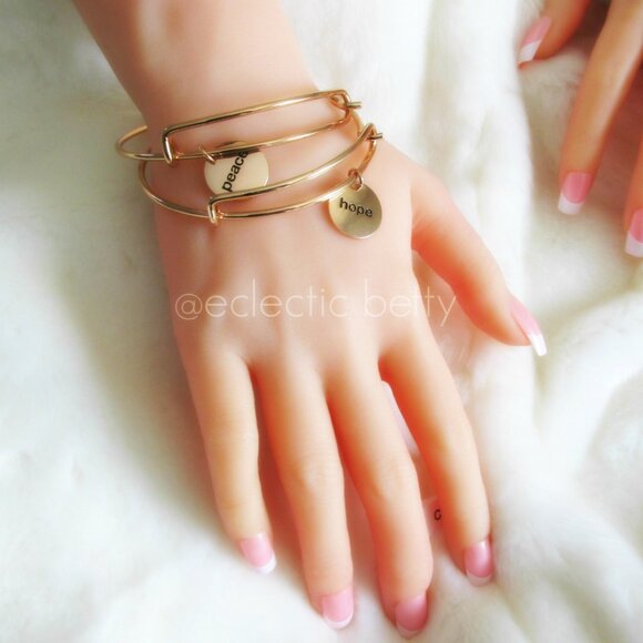 Gold Engraved Bangles With Charms - Picture 6 of 7